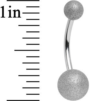 14 Gauge 1/2 Silver Sandblasted Steel Belly Ring 5mm and 8mm Ball