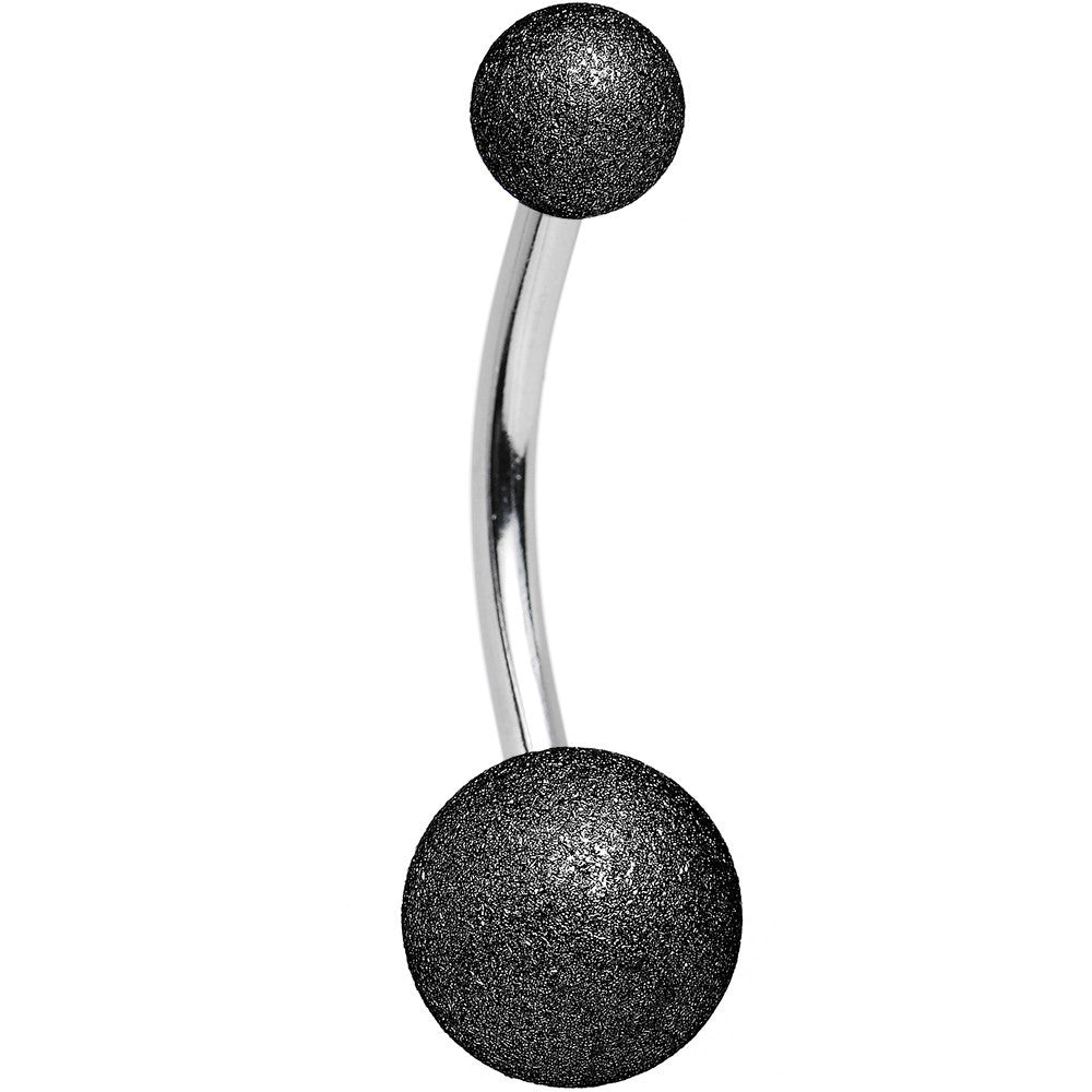 14 Gauge 1/2 Black Sandblasted Steel Belly Ring 5mm and 8mm Ball