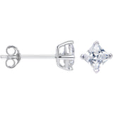 925 Silver Clear 5mm Cubic Zirconia Vivid Square Stud Earrings