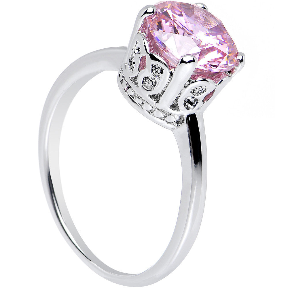 Pink Cubic Zirconia Pretty Princess Cocktail Ring Sizes 6 to 8