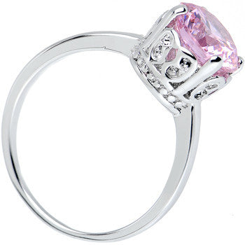 Pink Cubic Zirconia Pretty Princess Cocktail Ring Sizes 6 to 8