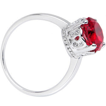 Red Cubic Zirconia Pretty Princess Ring Sizes 6 to 8