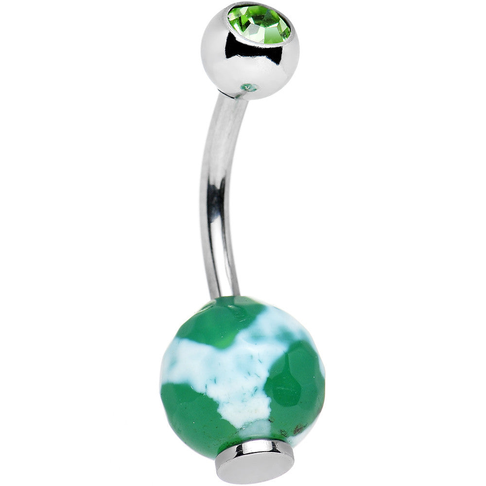 Light Green Cubic Zirconia Green White Natural Stone Belly Ring