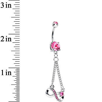 Pink Cubic Zirconia Dazzling Infinity Symbol Dangle Belly Ring