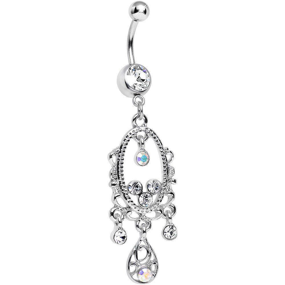 Clear Aurora Gem Victorian Allure Chandelier Belly Ring