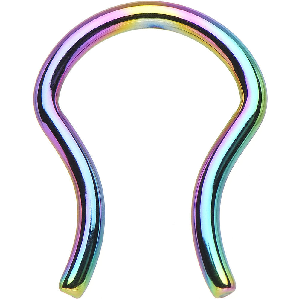 14G 5/8 Rainbow Anodized Titanium Septum Retainer