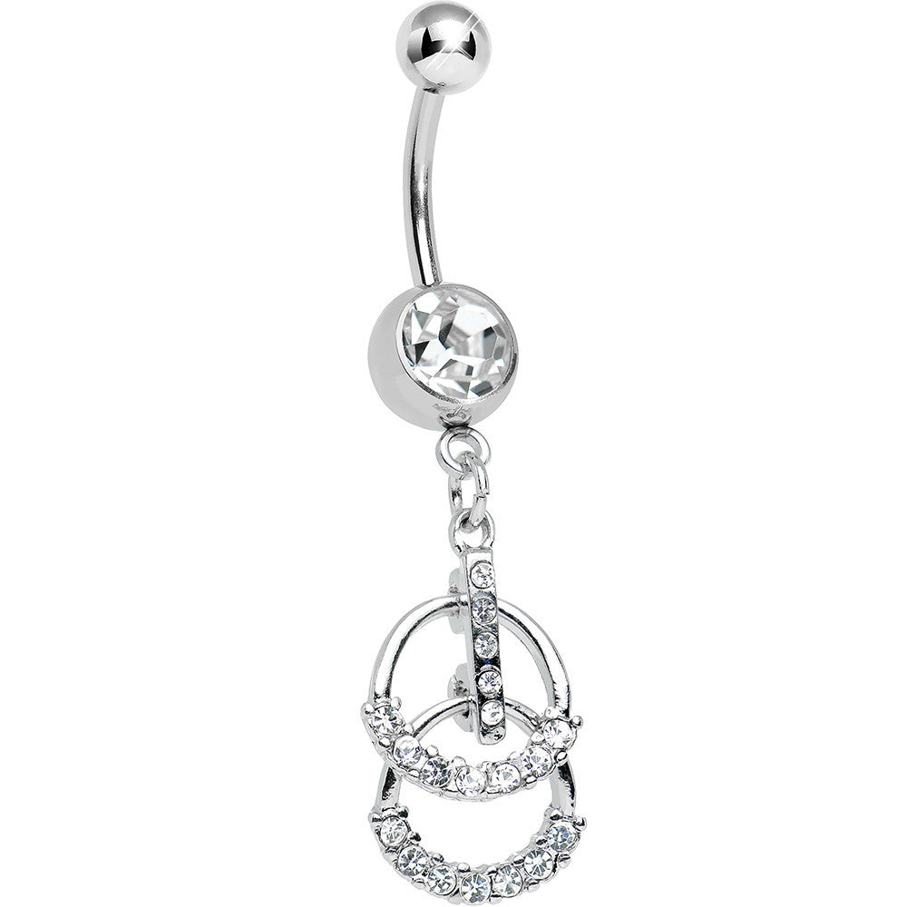 Clear Gem Double Ring of Bling Dangle Belly Ring