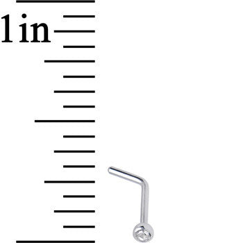 20G Clear Gem Stainless Steel L-Shaped Nose Ring 1/4