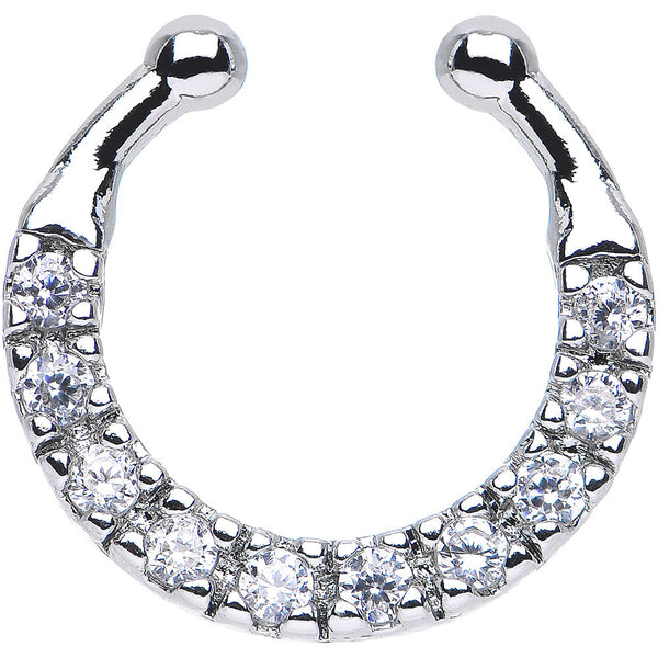 Clear CZ Wreath of Sparkle Non-Pierced Clip On Fake Septum Ring