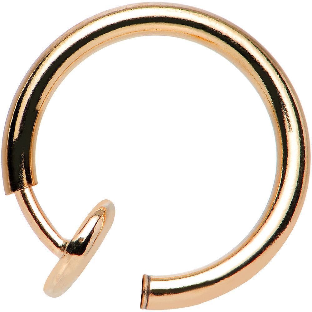 3/8 Rose Gold Titanium IP Spring Loaded Fake Nose Ring Body Jewelry Hoop