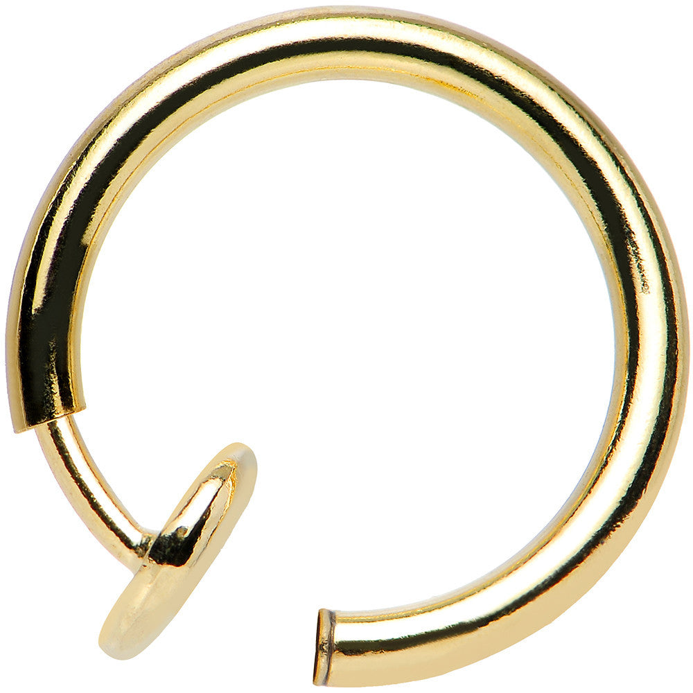 3/8 Gold Titanium IP Spring Loaded  Fake Nose Ring Body Jewelry Hoop