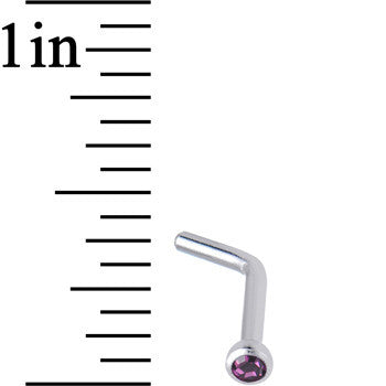 18G Purple Gem Stainless Steel L-Shaped Nose Ring 1/4
