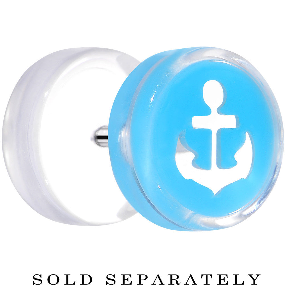 Clear Blue Acrylic Set Sail Nautical Anchor Cheater Plug