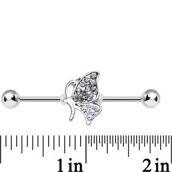 Clear Gem Sweet Sparkling Butterfly Industrial Barbell