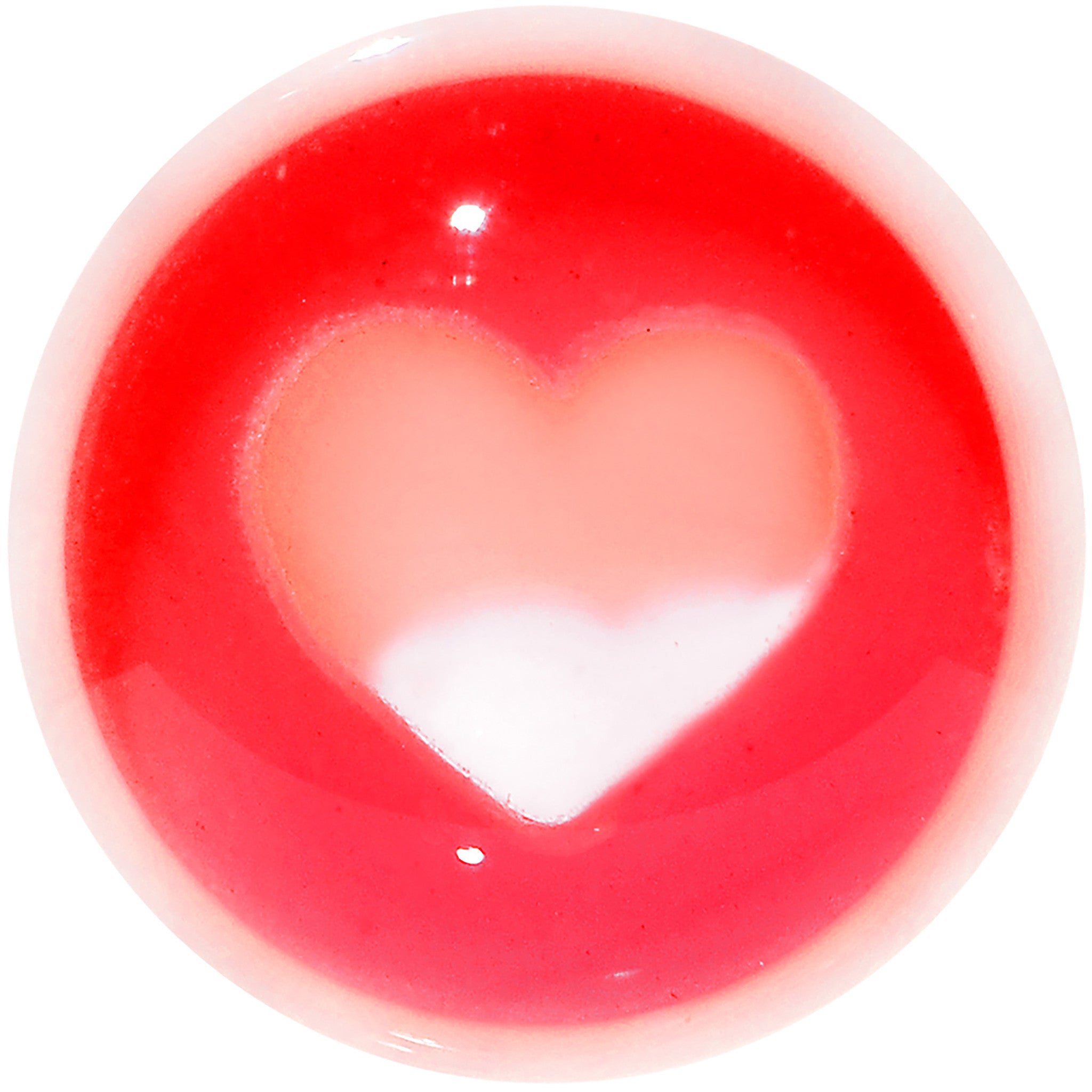 2 Gauge White Red Acrylic Adoring Heart Saddle Plug