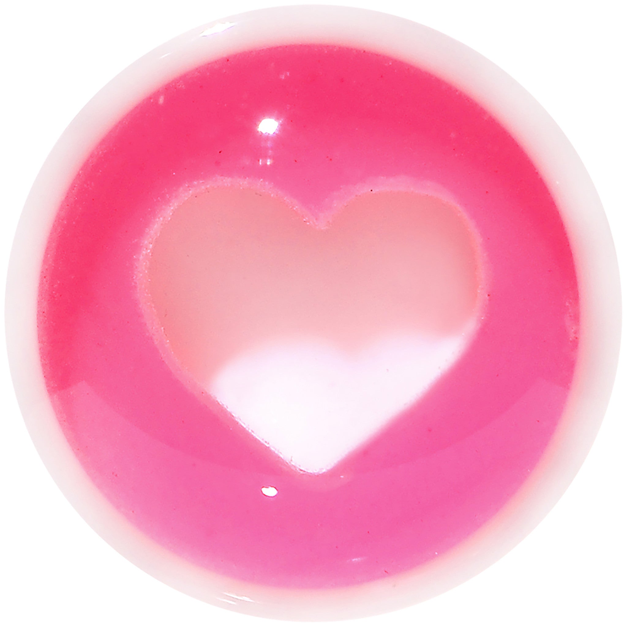 2 Gauge White Pink Acrylic Adoring Heart Saddle Plug