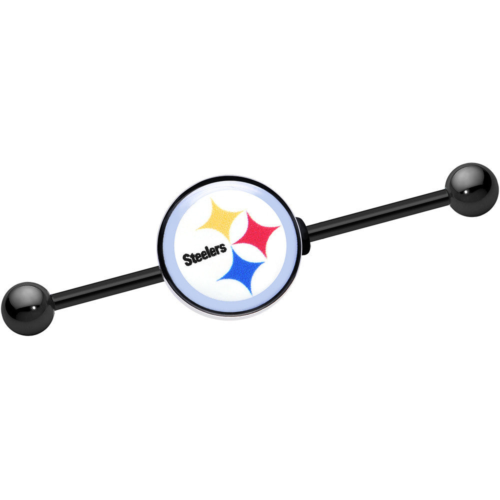 Licensed NFL Black Pittsburgh Steelers Industrial Barbell 38mm