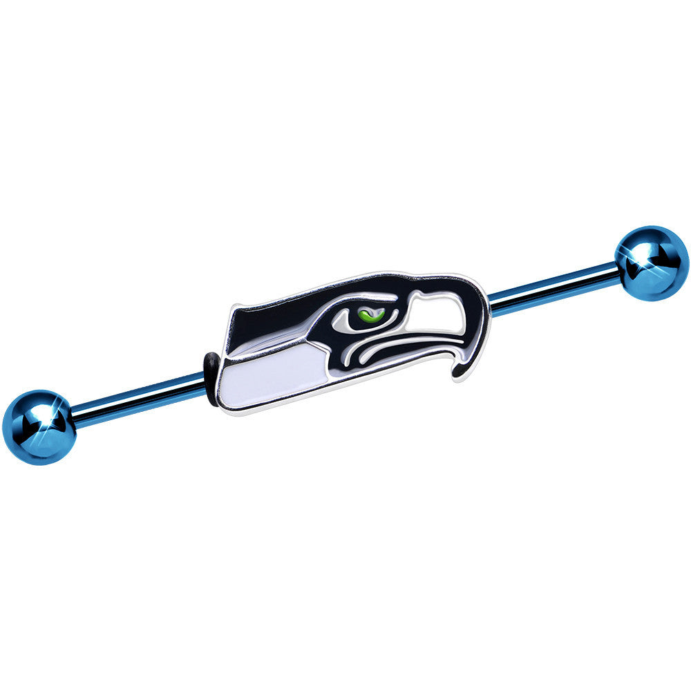 Officially Licensed NFL Blue Seattle Seahawks Industrial Barbell 38mm