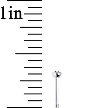 20G 1/4 Clear Bezel Set CZ 14K Solid White Gold Nose Bone 2mm