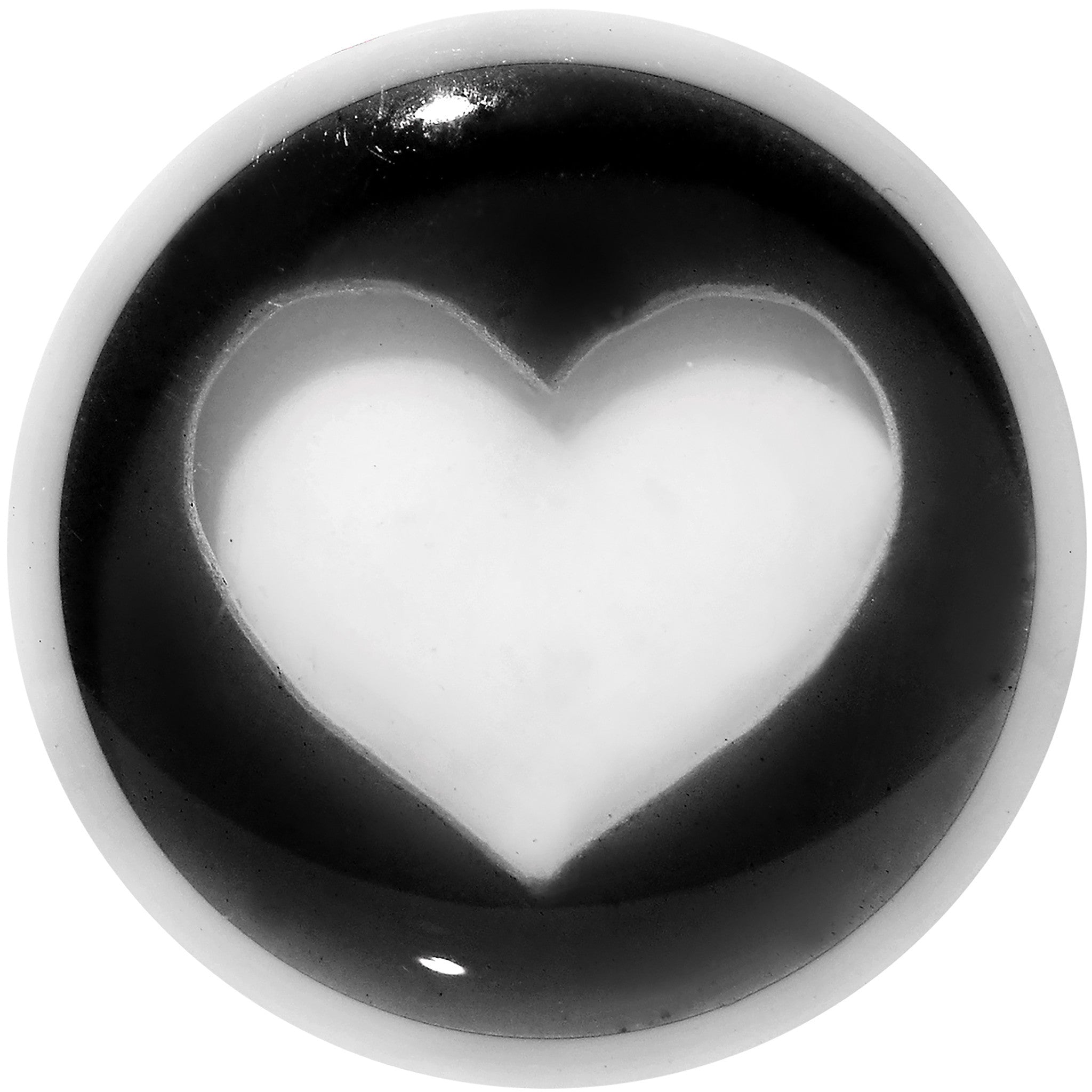 9/16 White Black Acrylic Adoring Heart Saddle Plug