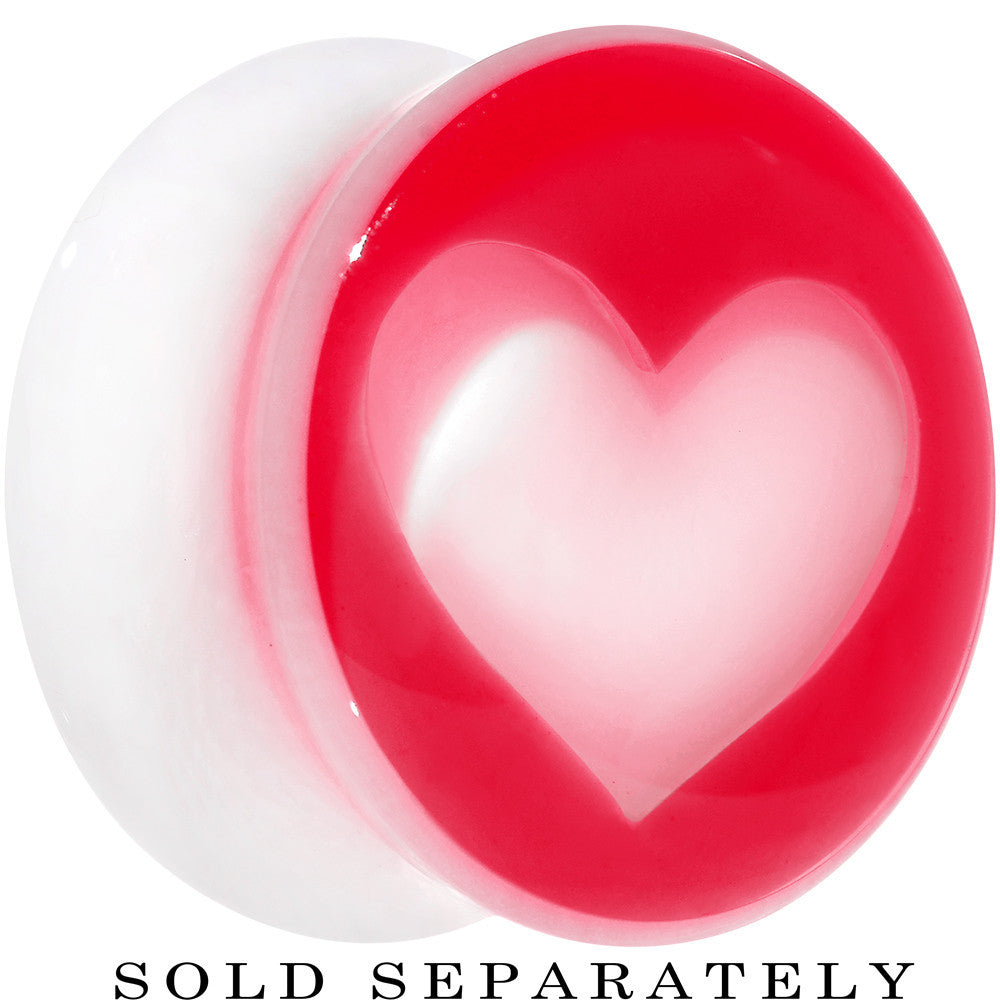 5/8 White Red Acrylic Adoring Heart Saddle Plug