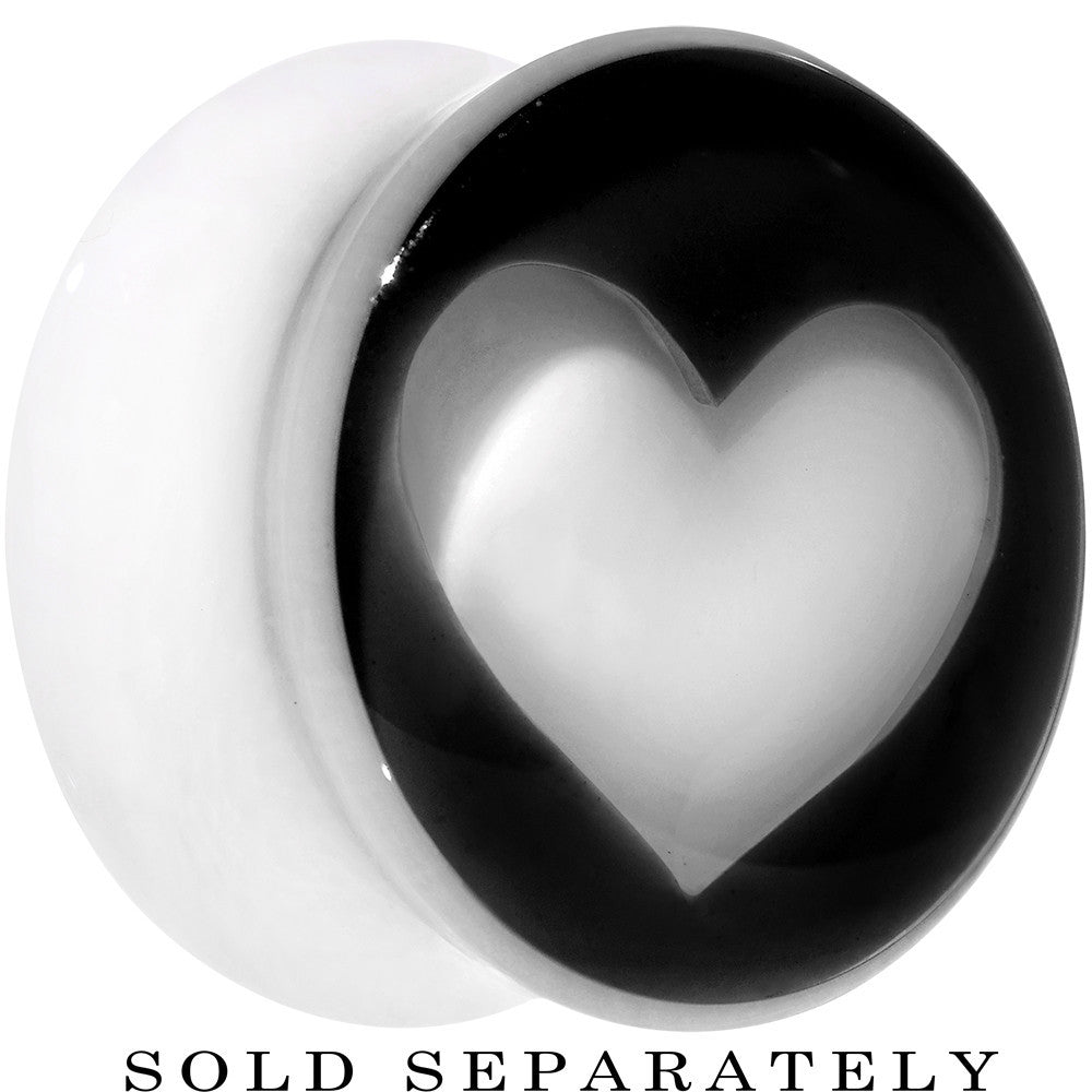 18mm White Black Acrylic Adoring Heart Saddle Plug