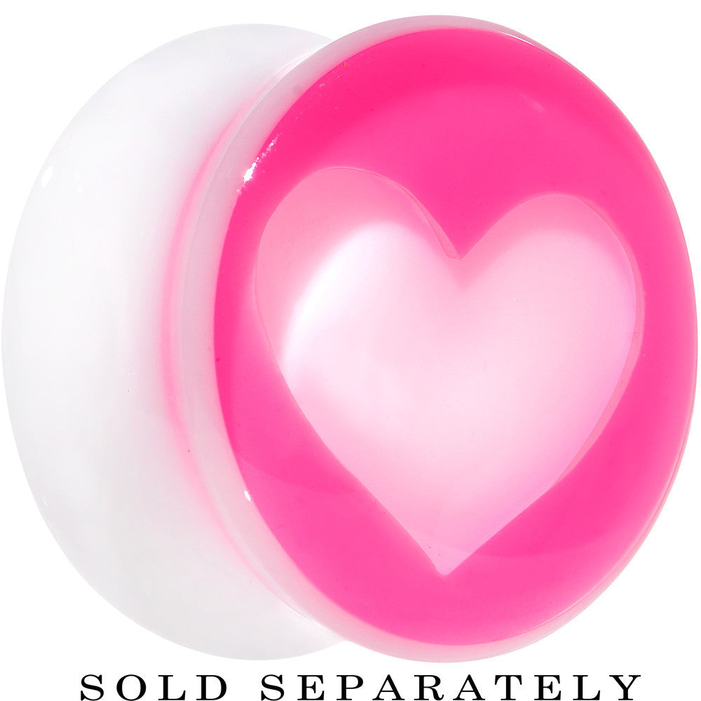20mm White Pink Acrylic Adoring Heart Saddle Plug
