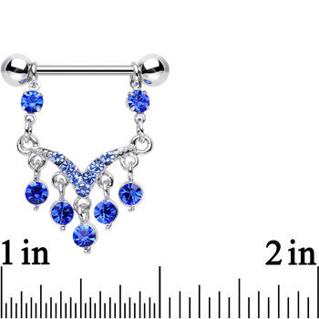 Blue Aqua Gem Victorian Vision Dangle Nipple Ring Set