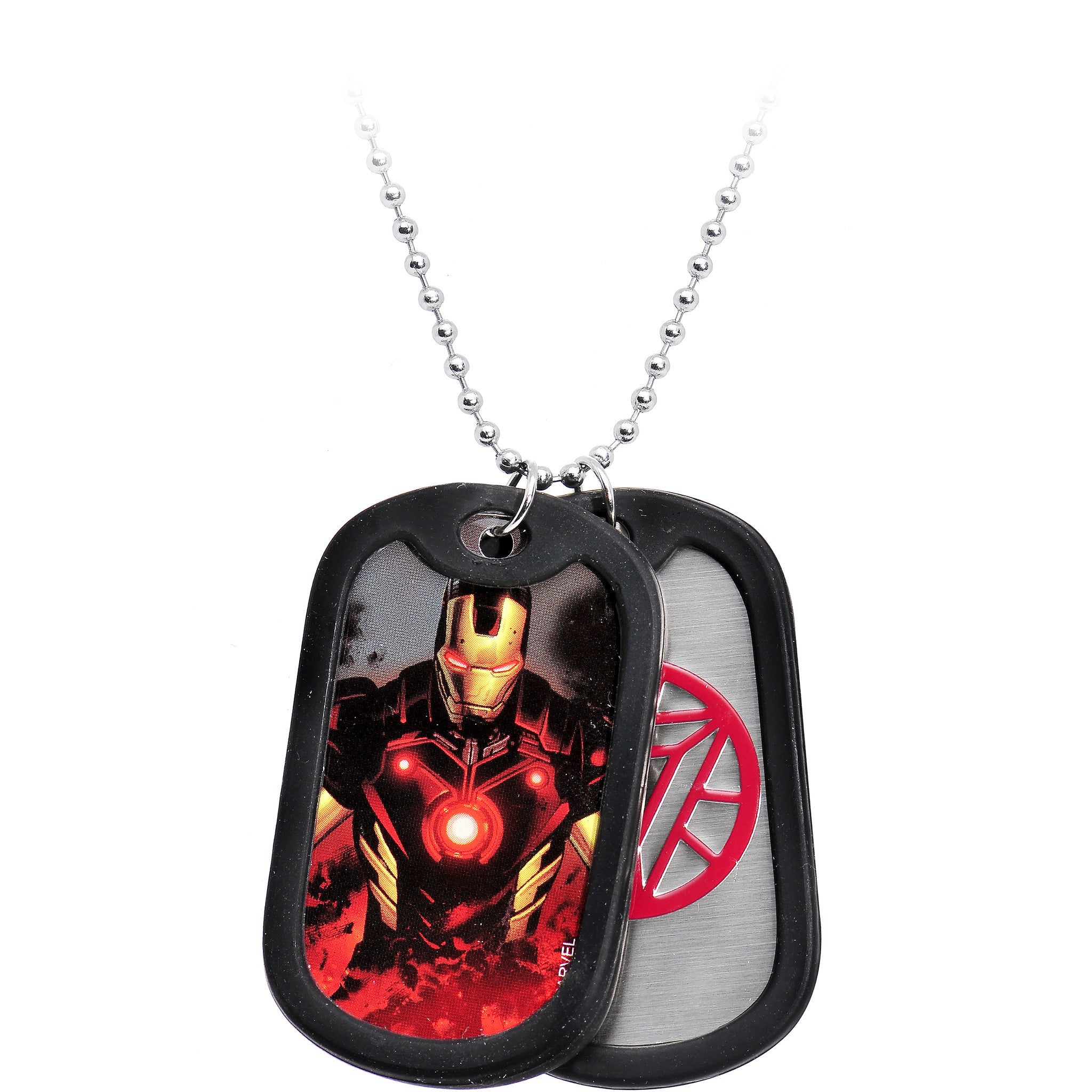 Licensed Steel Iron Man Double Dog Tag Pendant Necklace