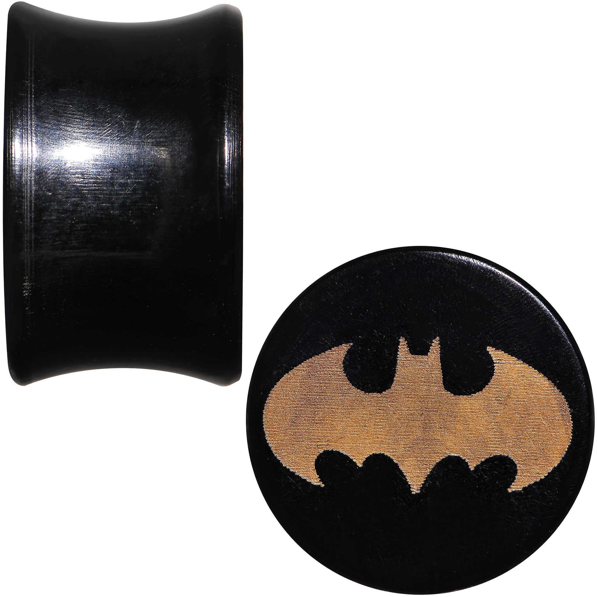 3/4 Organic Buffalo Horn Licensed Batman Logo Saddle Plug Set