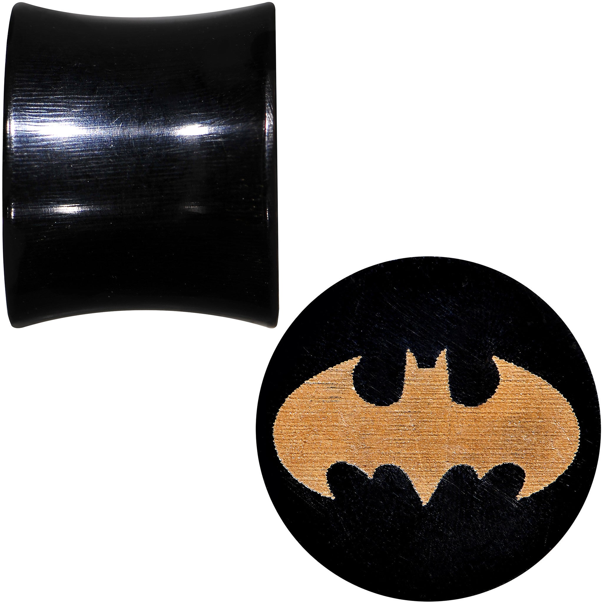 1/2 Organic Buffalo Horn Licensed Batman Logo Saddle Plug Set