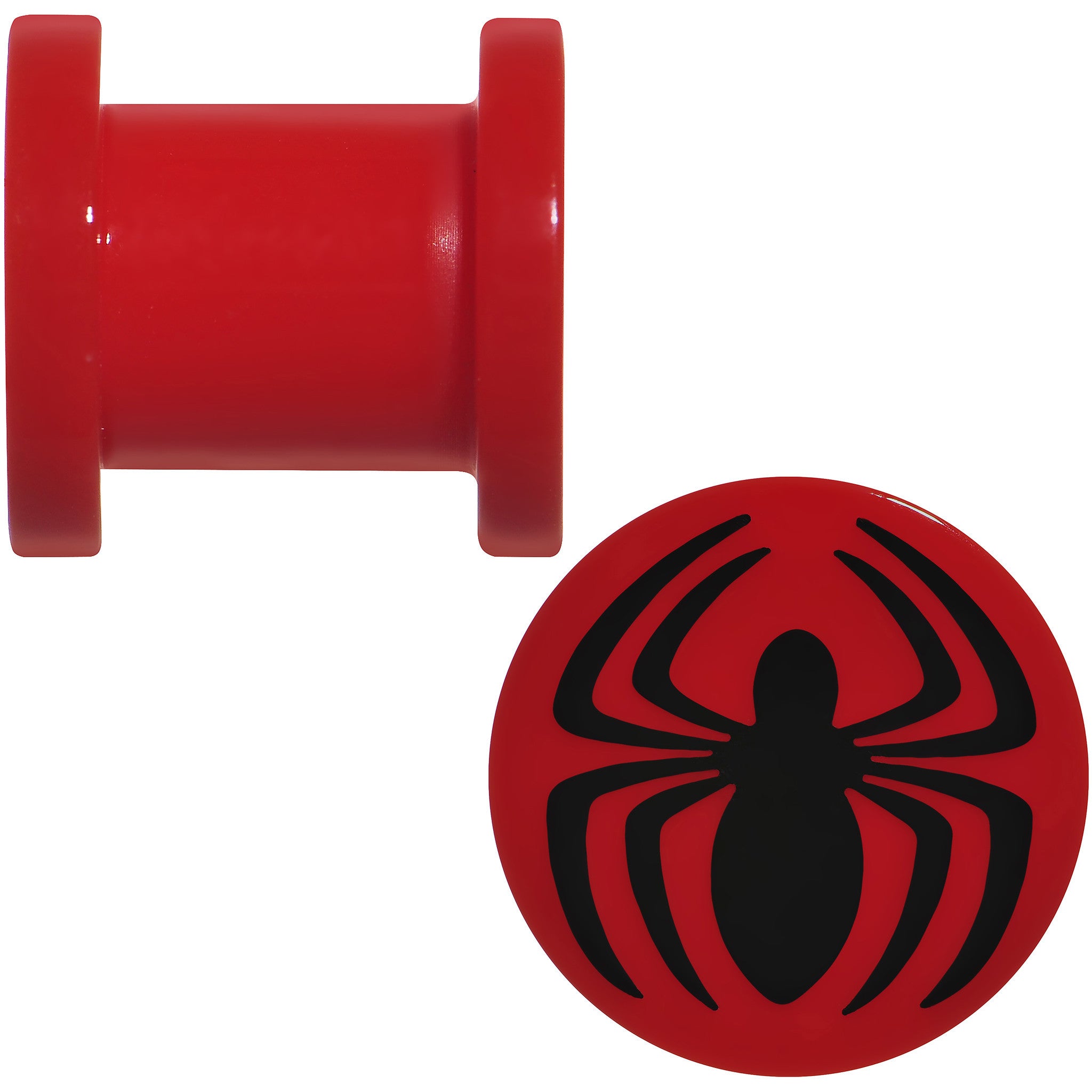 0 Gauge Red Acrylic Licensed Spider-Man Logo Screw Fit Plug Set