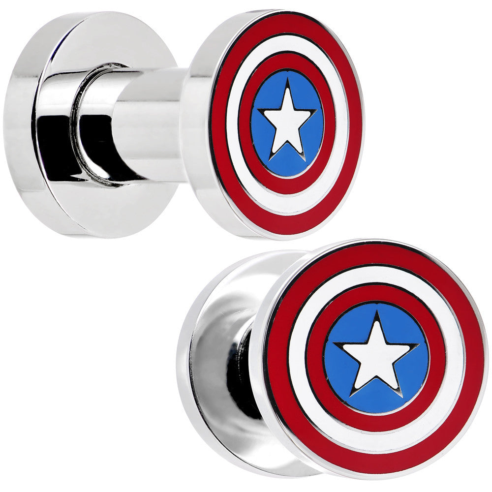 4G Stainless Steel Licensed Captain America Screw Fit Plug Set
