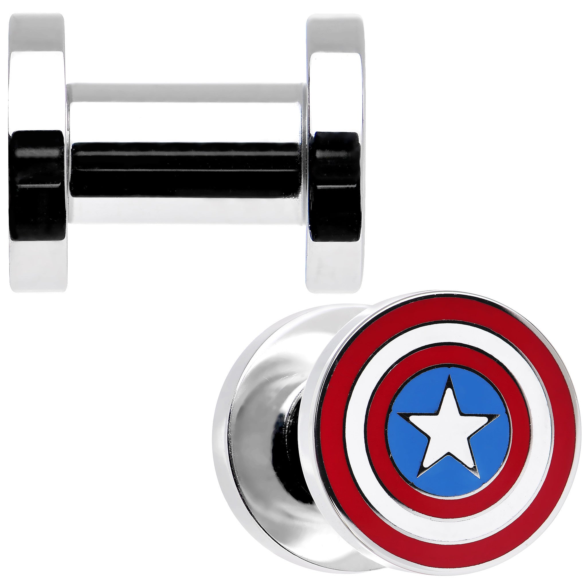 4G Stainless Steel Licensed Captain America Screw Fit Plug Set