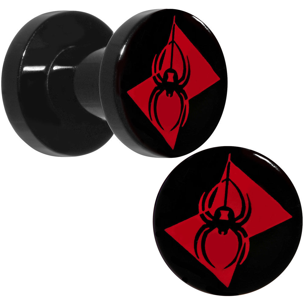 4G Black Acrylic Licensed Black Widow Logo Screw Fit Plug Set