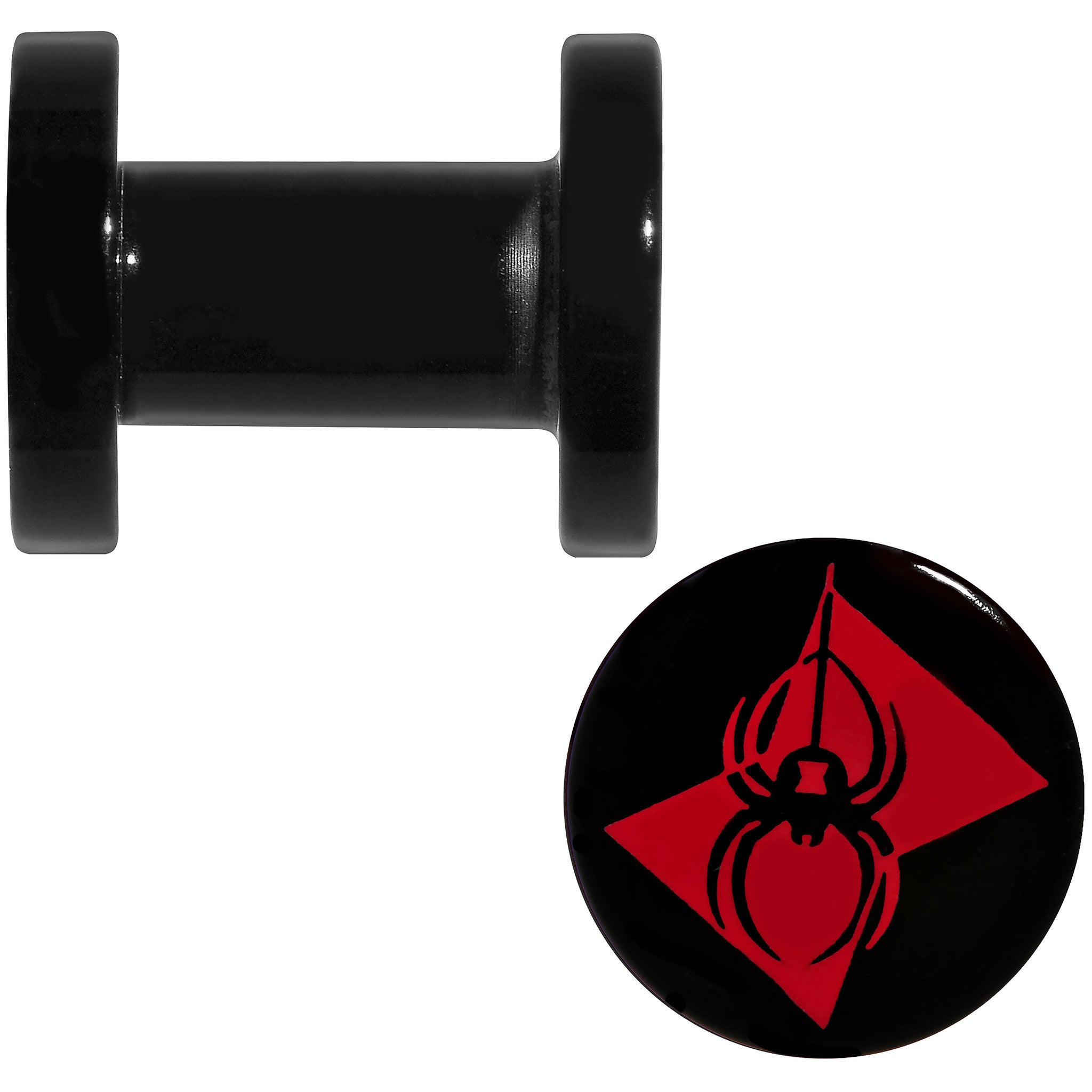4G Black Acrylic Licensed Black Widow Logo Screw Fit Plug Set