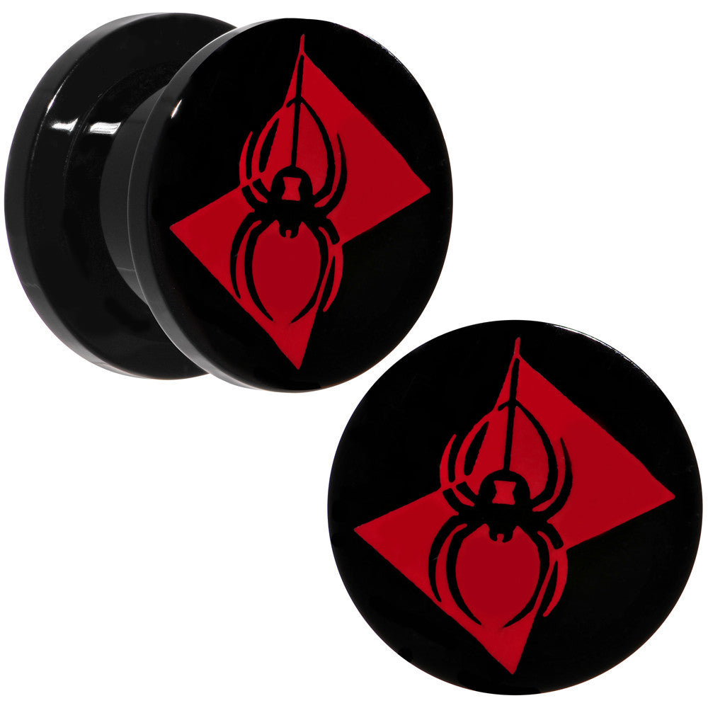 1/2 Black Acrylic Licensed Black Widow Logo Screw Fit Plug Set