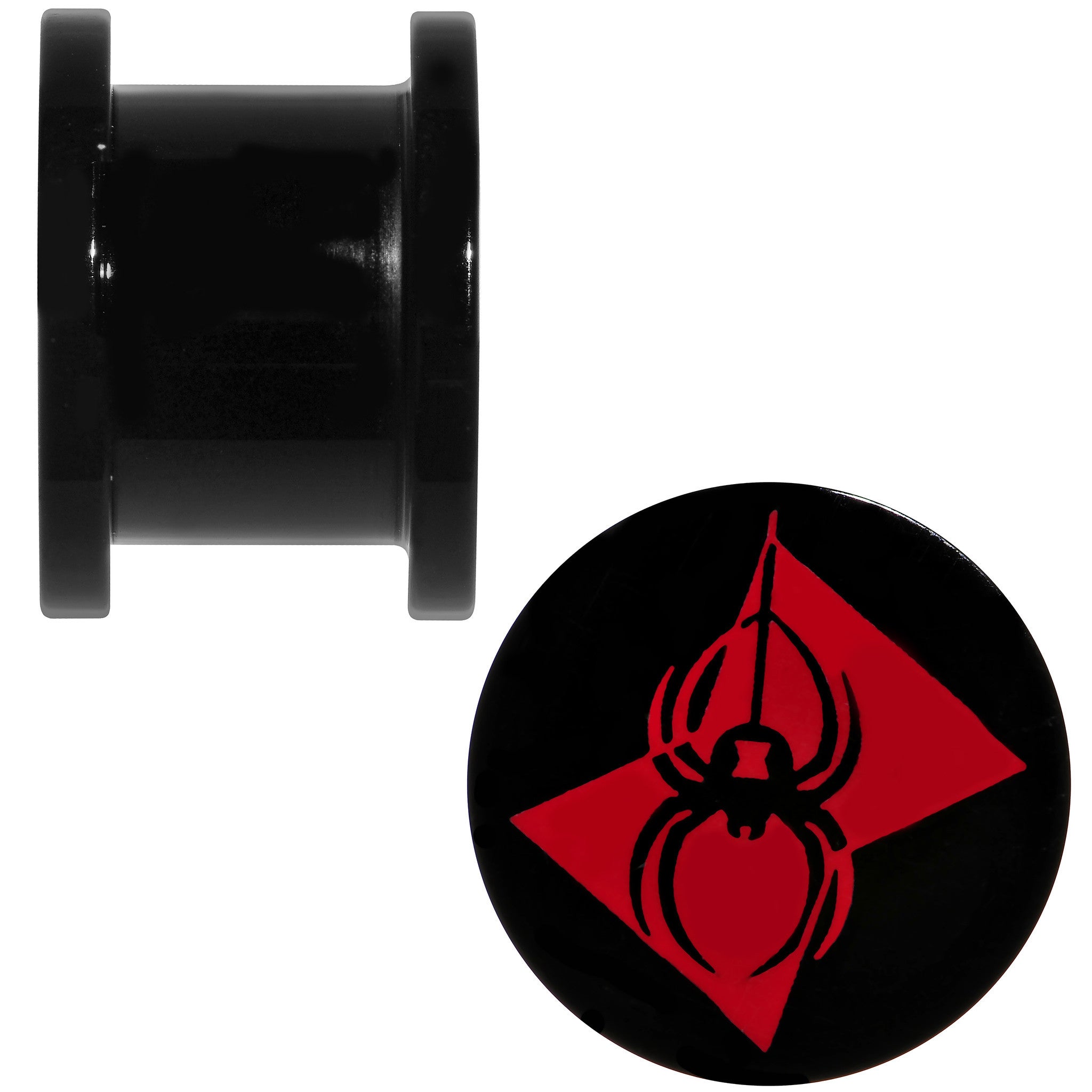 1/2 Black Acrylic Licensed Black Widow Logo Screw Fit Plug Set