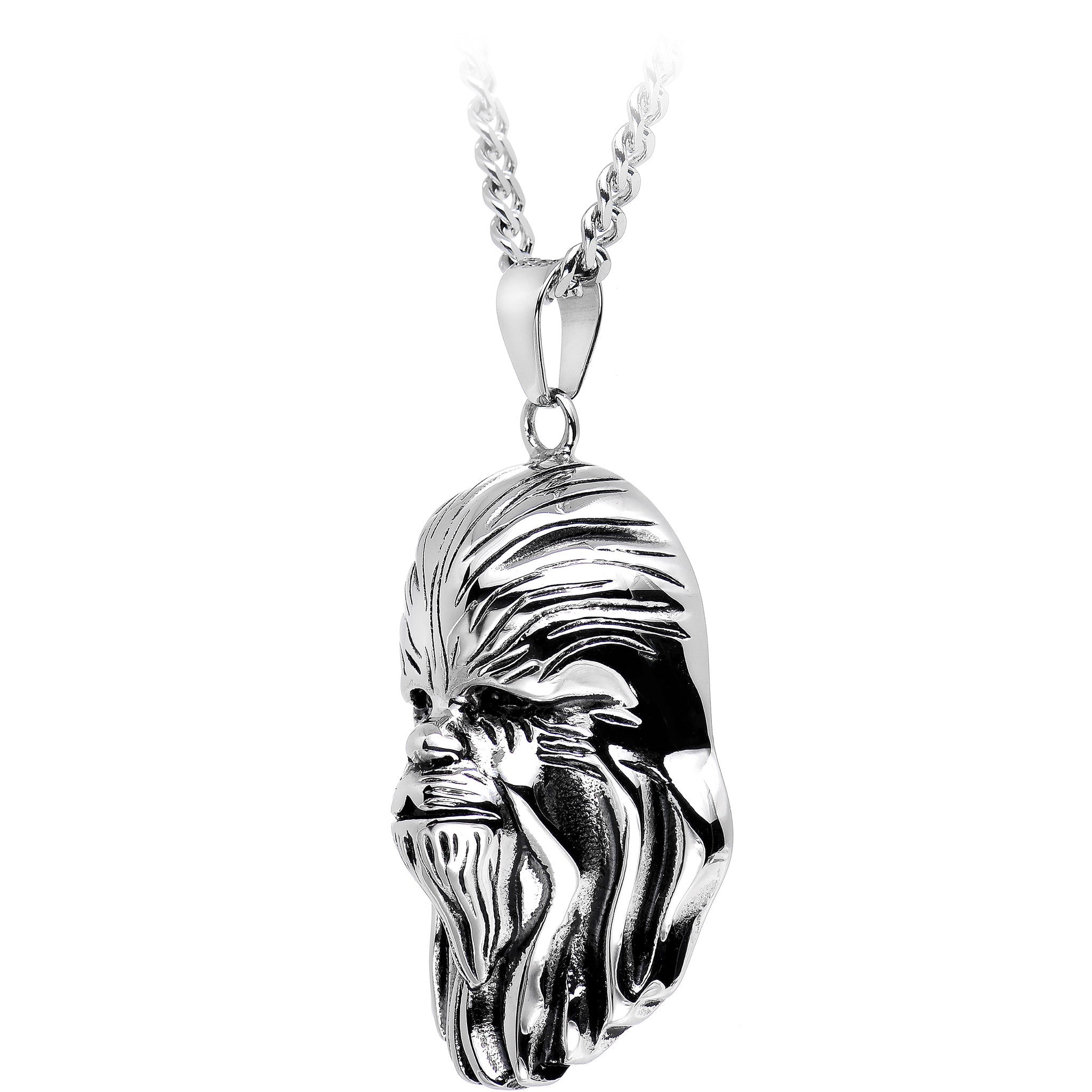 Licensed Steel Star Wars 3D Chewbacca Pendant Necklace
