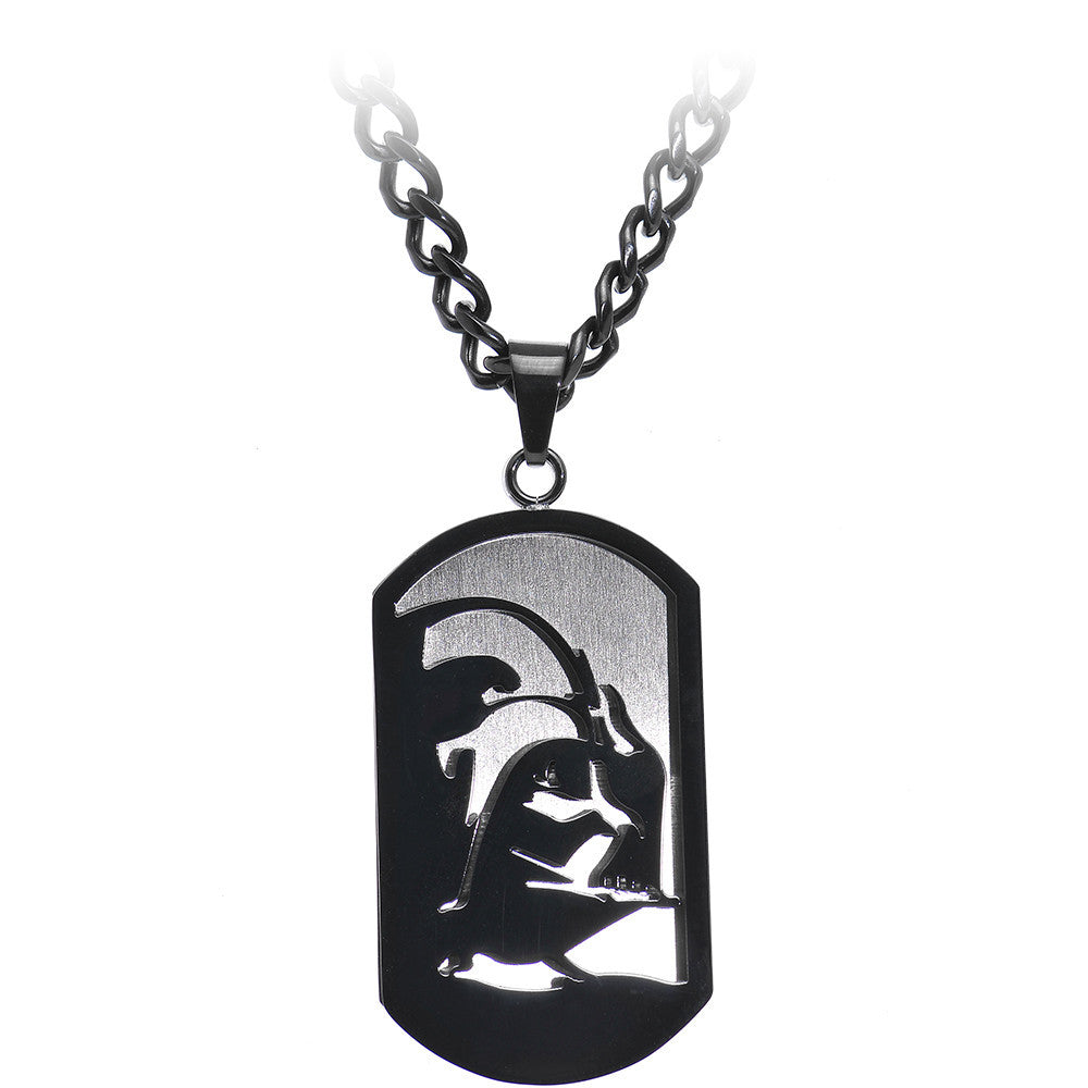 Licensed Black IP Star Wars Darth Vader Dog Tag Pendant Necklace