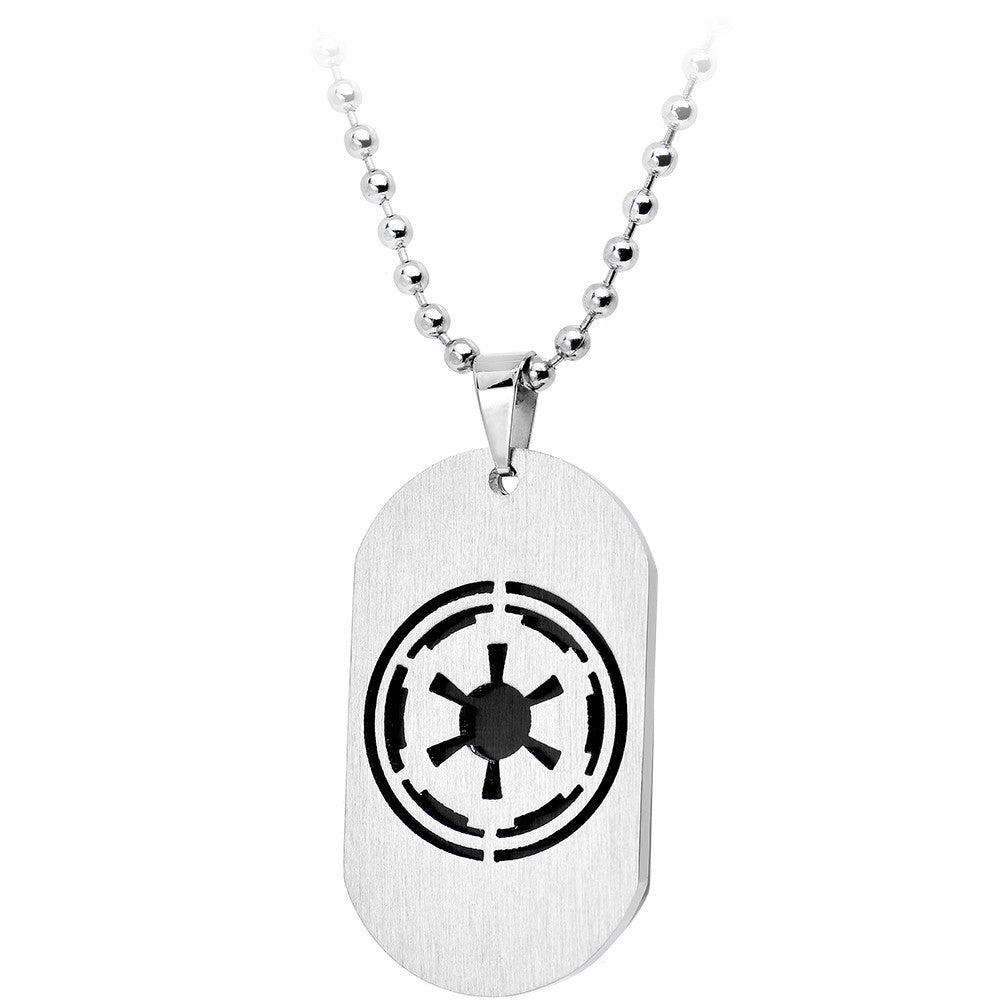 Licensed Steel Star Wars Galactic Empire Dog Tag Pendant Necklace