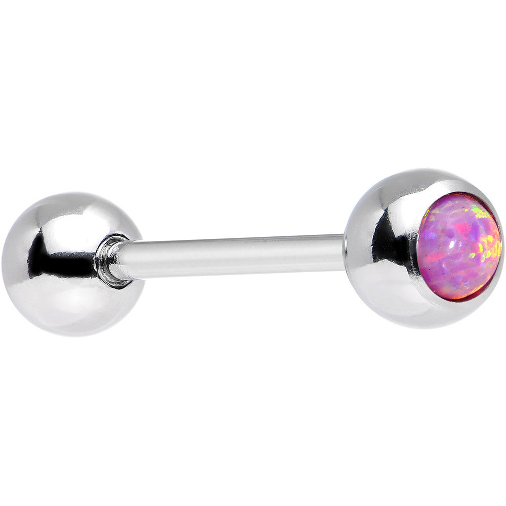 14 Gauge 4mm Imitation Pink Opal Barbell Tongue Ring
