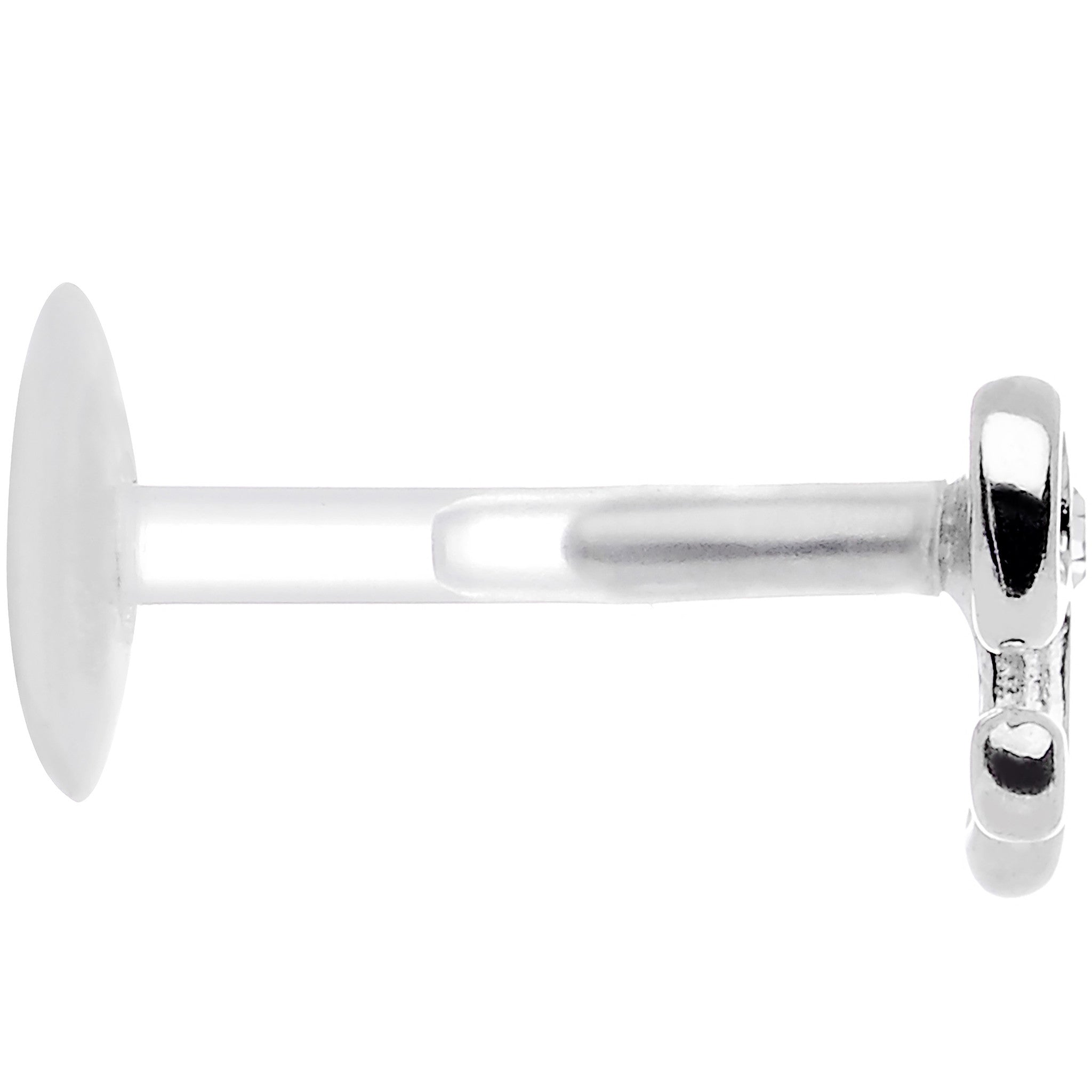 16G 5/16 925 Sterling Silver Clear Bow Push In Tragus Earring