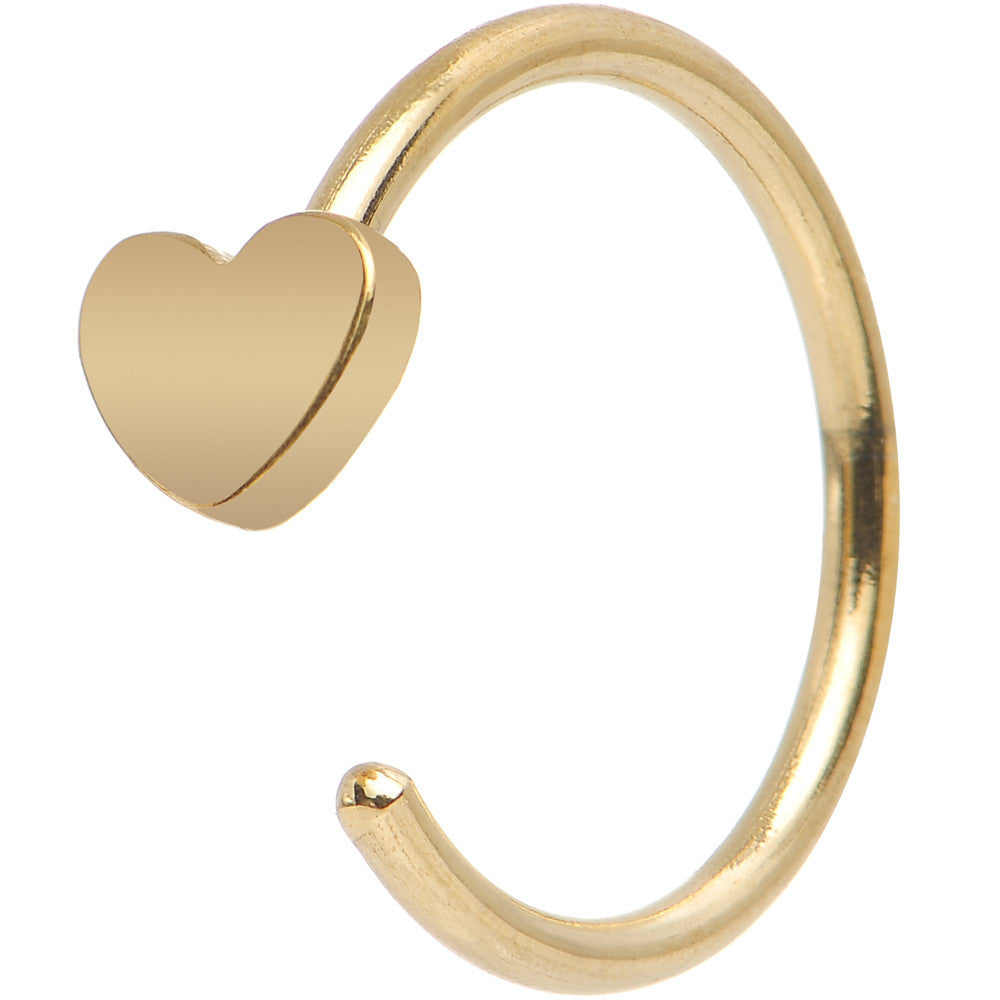 20G 5/16 Gold IP Stainless Steel Darling Heart Nose Hoop