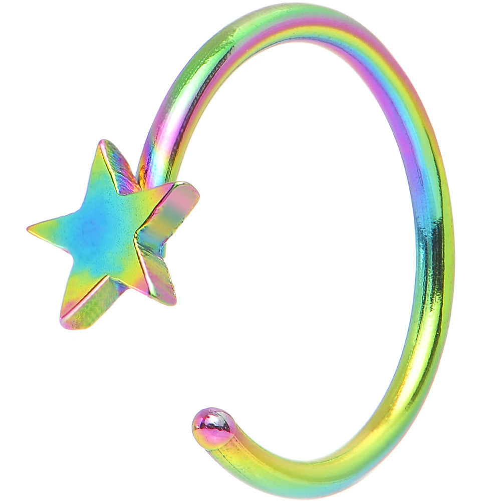20 Gauge 5/16 Rainbow IP Stainless Steel Evening Star Nose Hoop