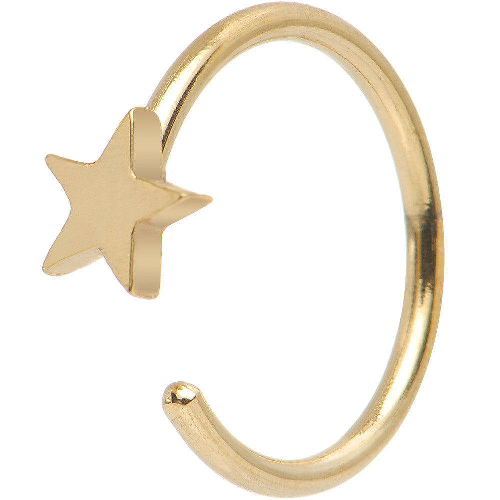 20G 5/16 Gold IP Stainless Steel Evening Star Nose Hoop