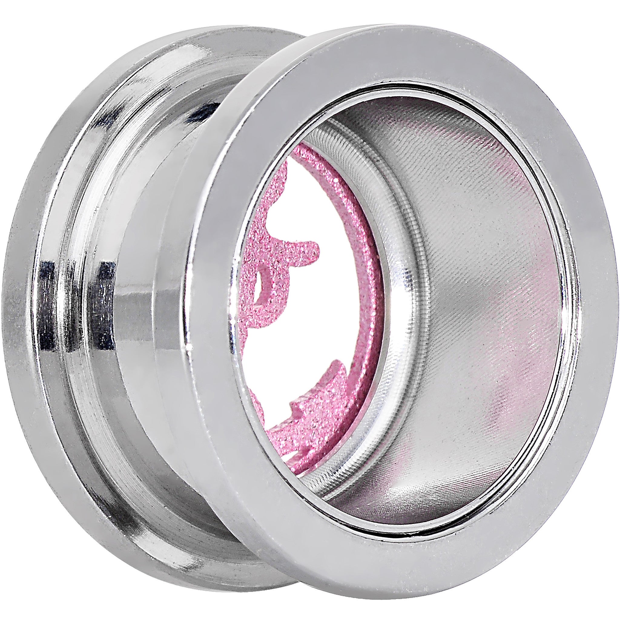 5/8 Stainless Steel Clear Gem Pink Anchor Tunnel Plug