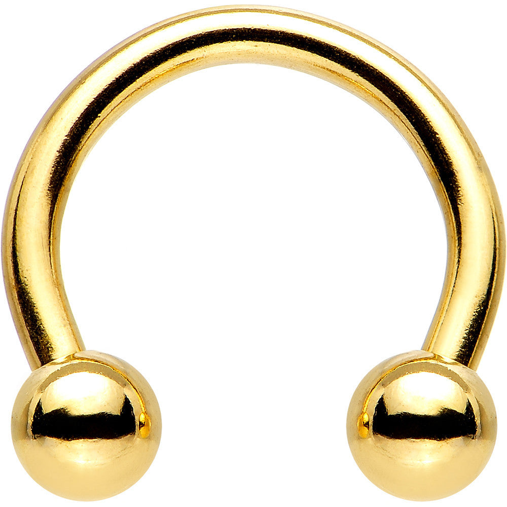 14 Gauge 3/8 Gold Tone Horseshoe Circular Barbell