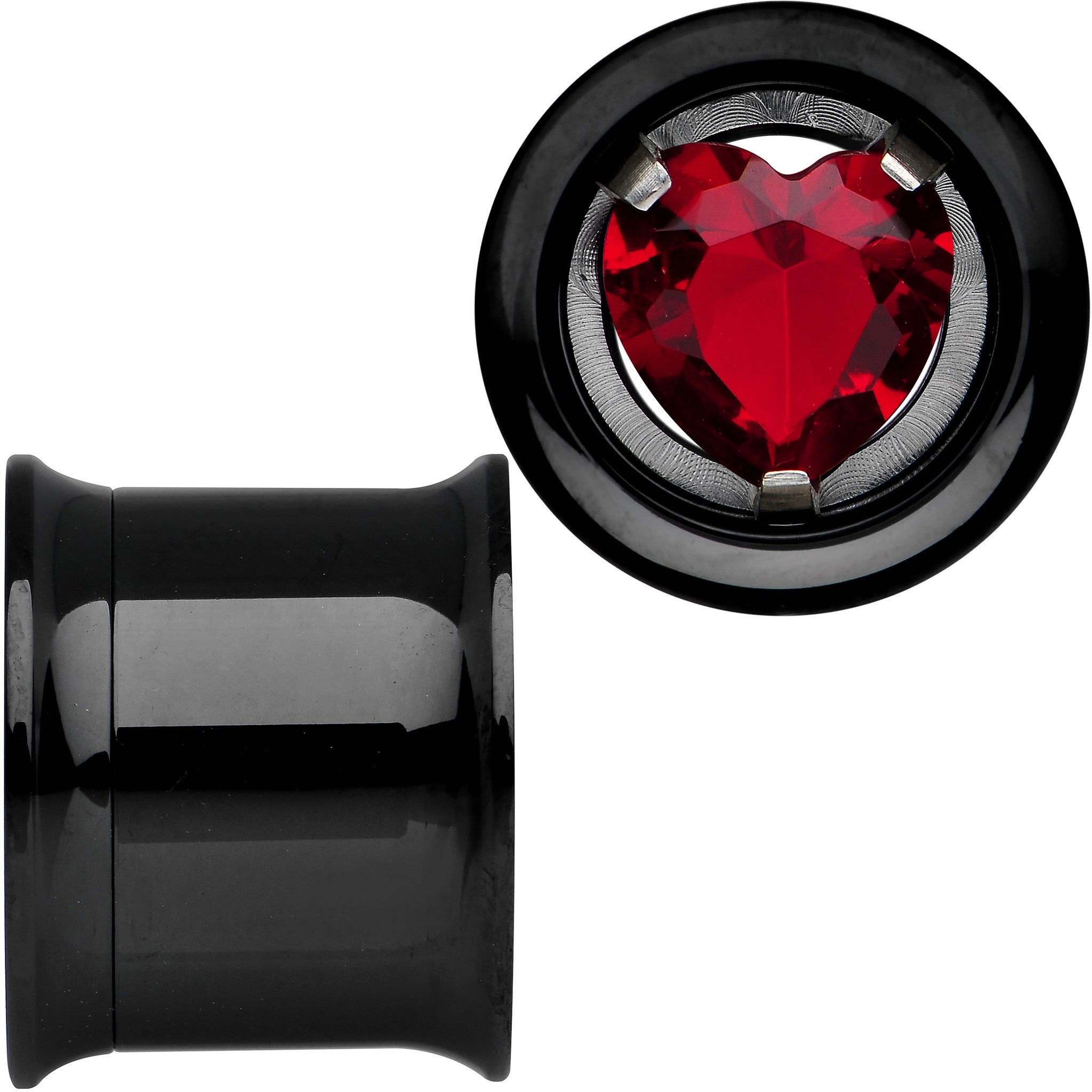 13mm Red Heart Black Anodized Titanium Internally Threaded Plug Set