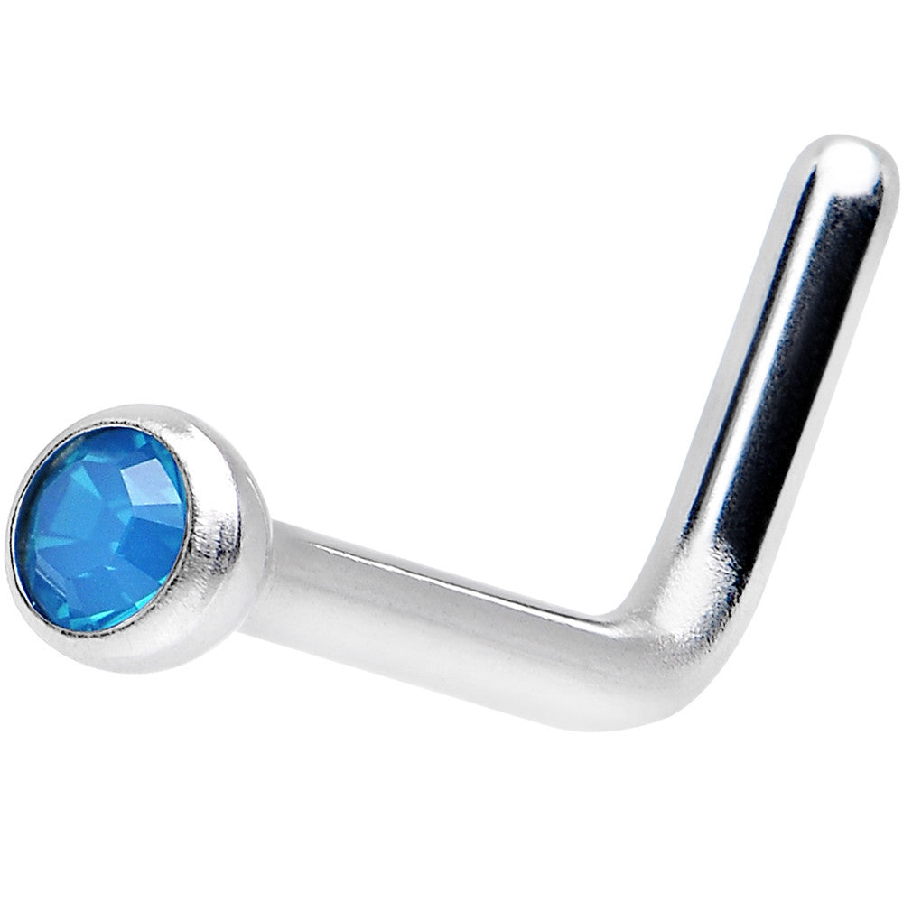 18G Caribbean L-Shaped Nose Ring Created with Crystals